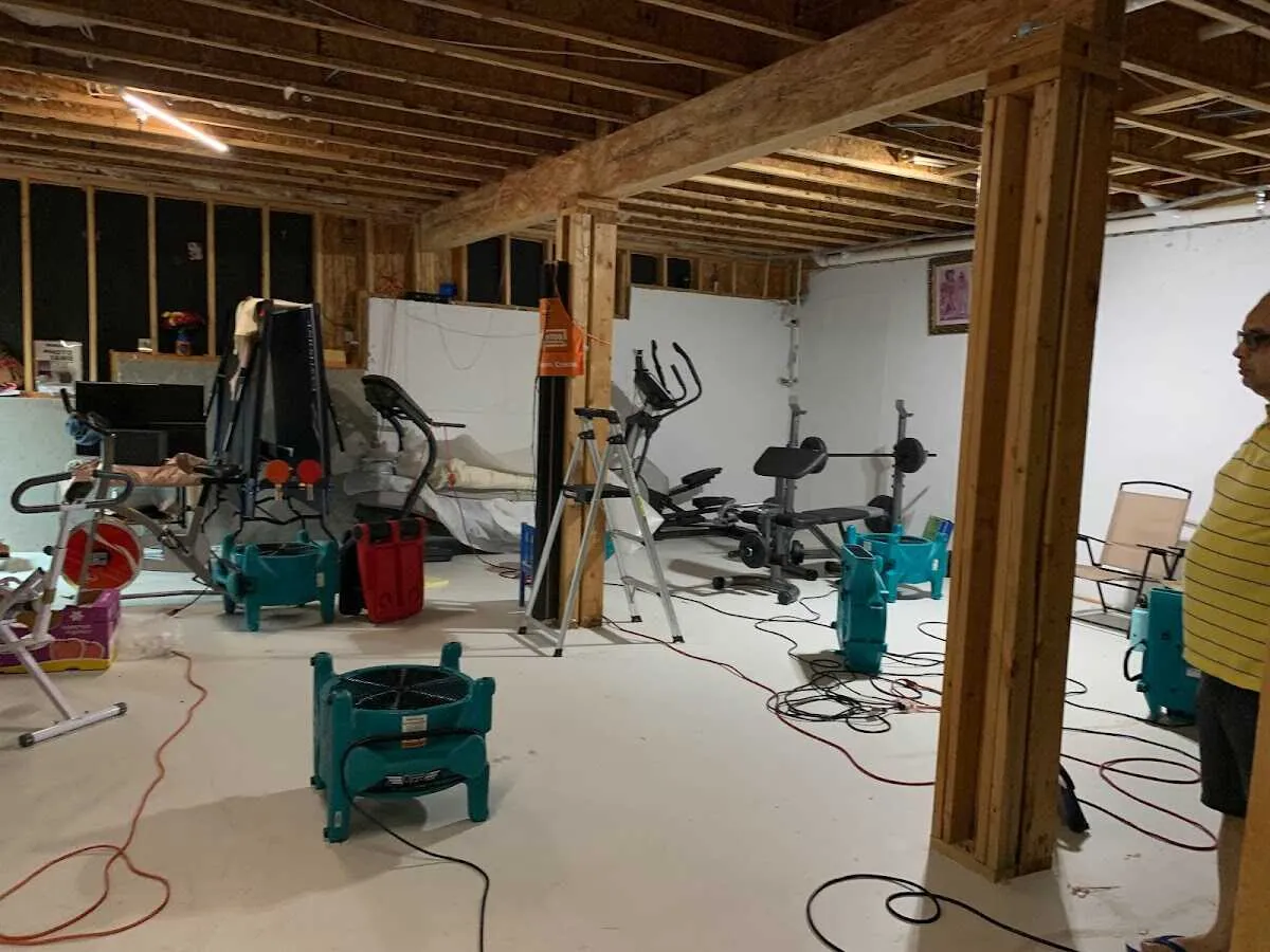 Basement drying equipment setup for Contents Cleaning & Restoration in Wixom