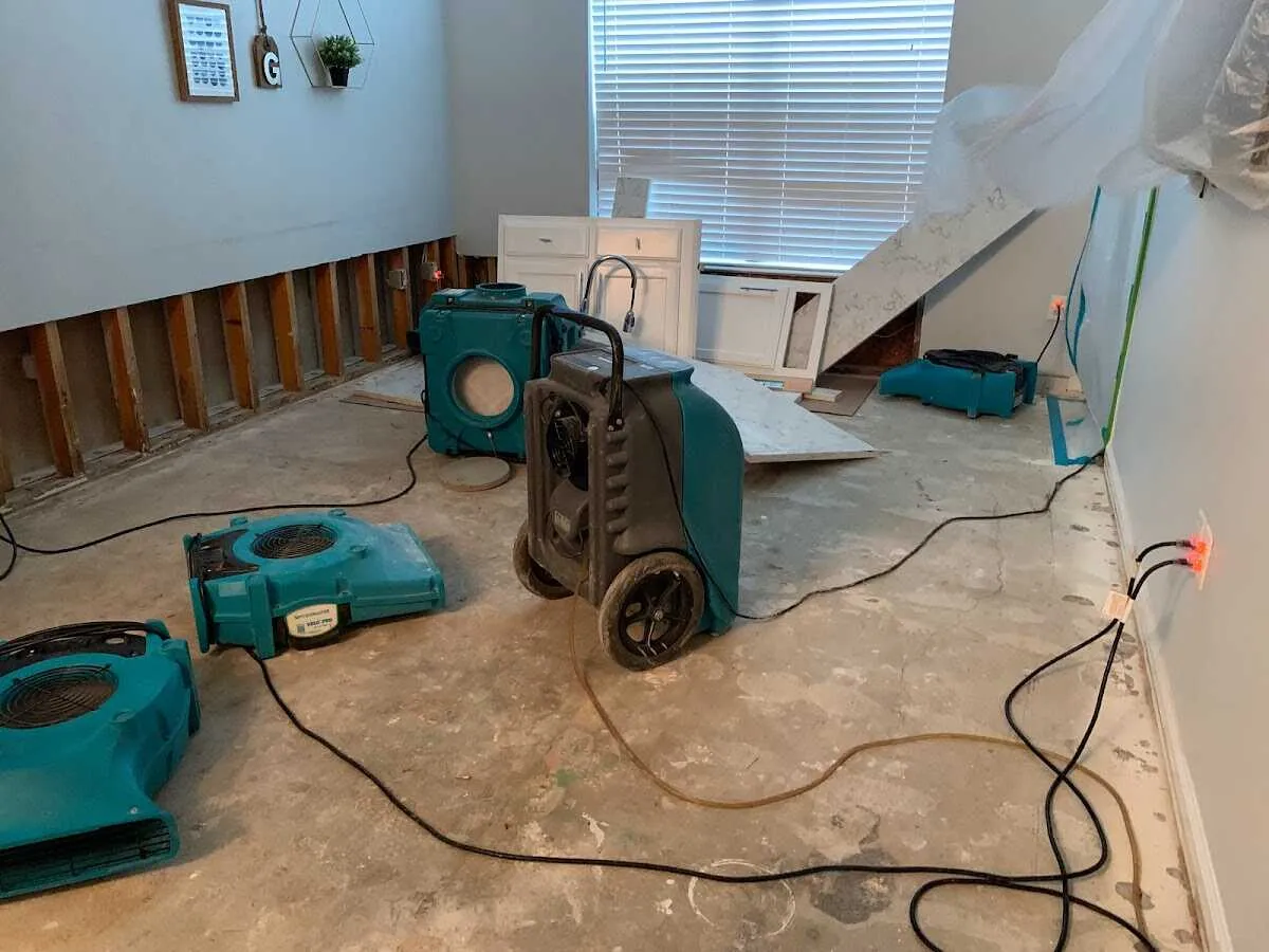 Dehumidifier in flood-cut room for Water Extraction & Removal in Wixom